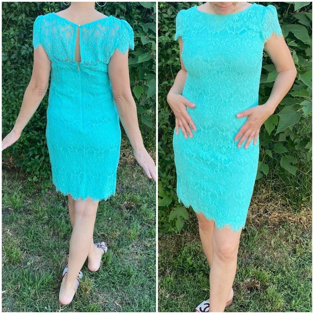 KARL LAGERFELD NWT size 0 Mint Green Formal Dress short sleeve
